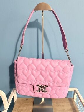 Juicy Couture Quilted Heart-Pattern Lavender Shoulder Bag